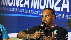Hamilton in conferenza stampa a Monza