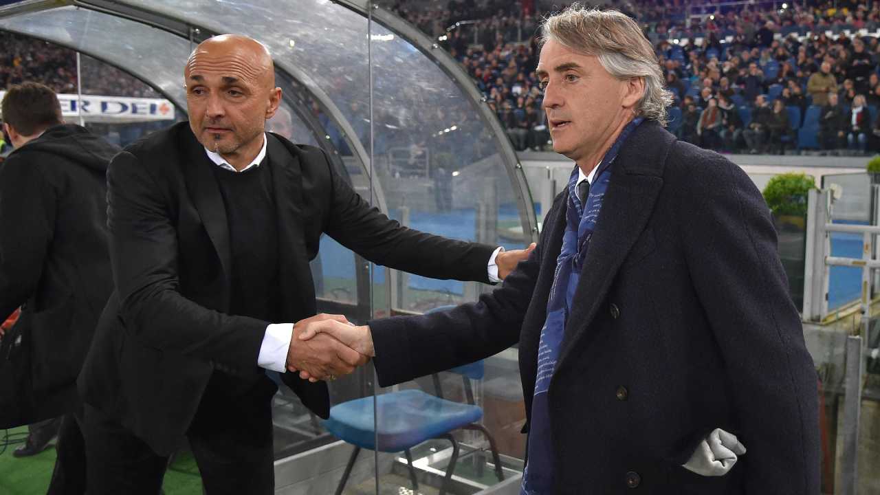 Spalletti e Mancini si salutano prima del match - foto ANSA - Sportincampo.it